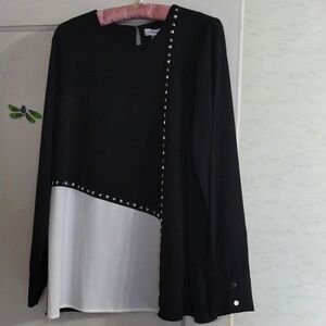 Calvin Klein studded blouse.  Black and white size medium